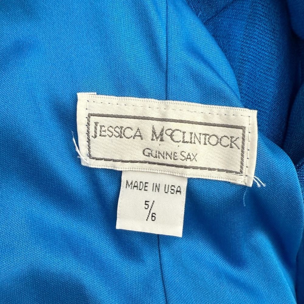 Jessica McClintock Gunne Sax Size 5/6 Royal Blue Cross-Back Formal Gown - Picture 8 of 8